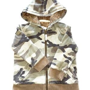 Mini Boden Camouflage Kids Hoodie - Green and Brown